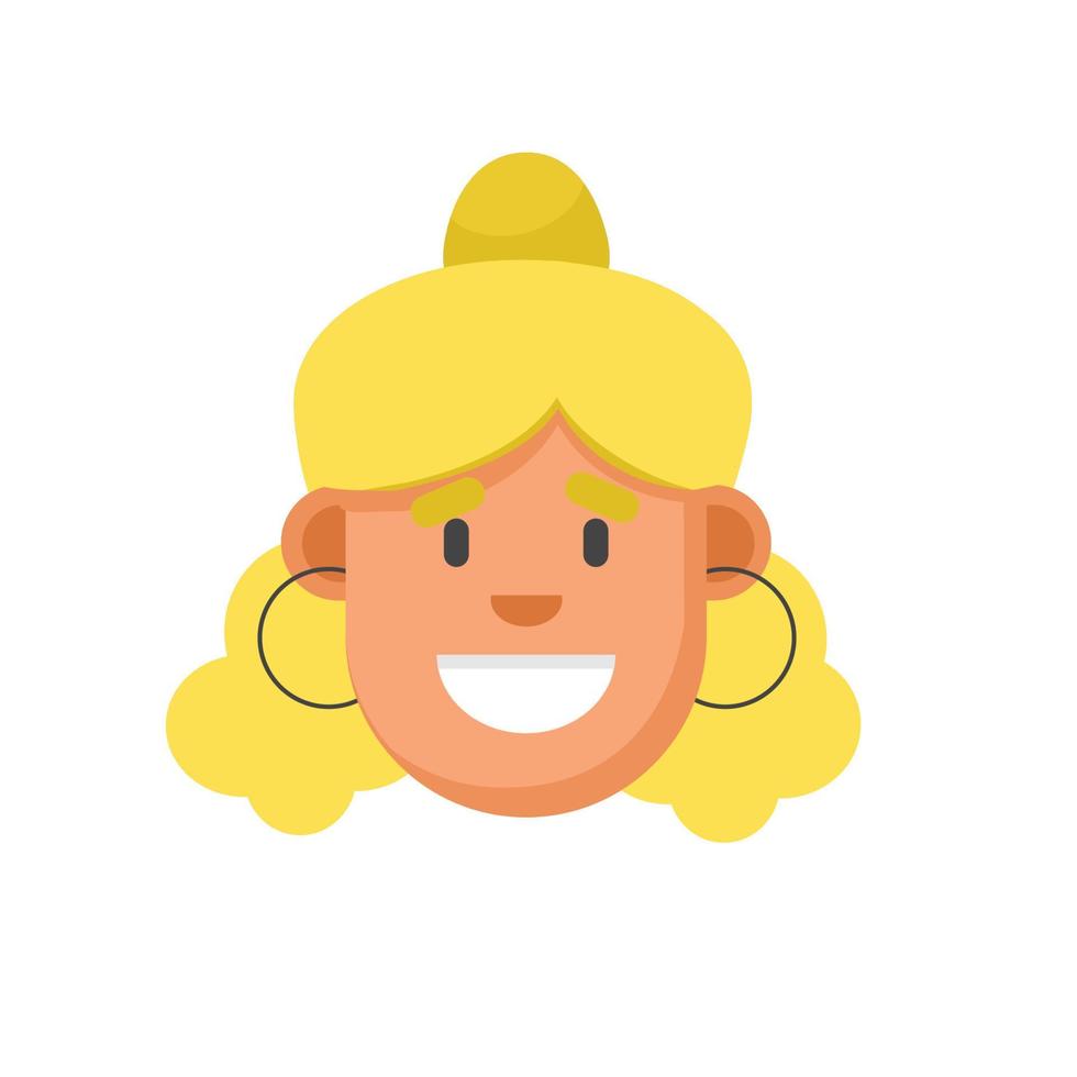 Yellow hair flat style girl face. Minimalism, digital illustration vector