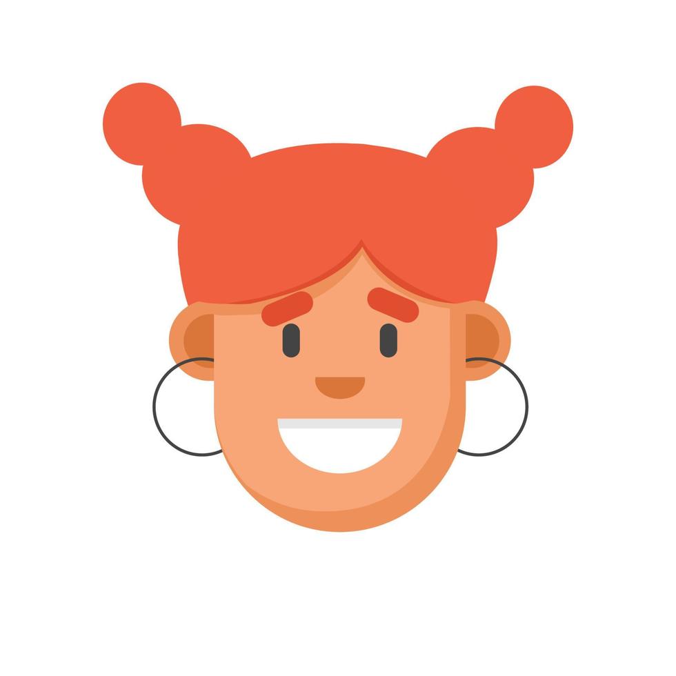 Orange hair flat style girl face. Minimalism, digital illustration vector