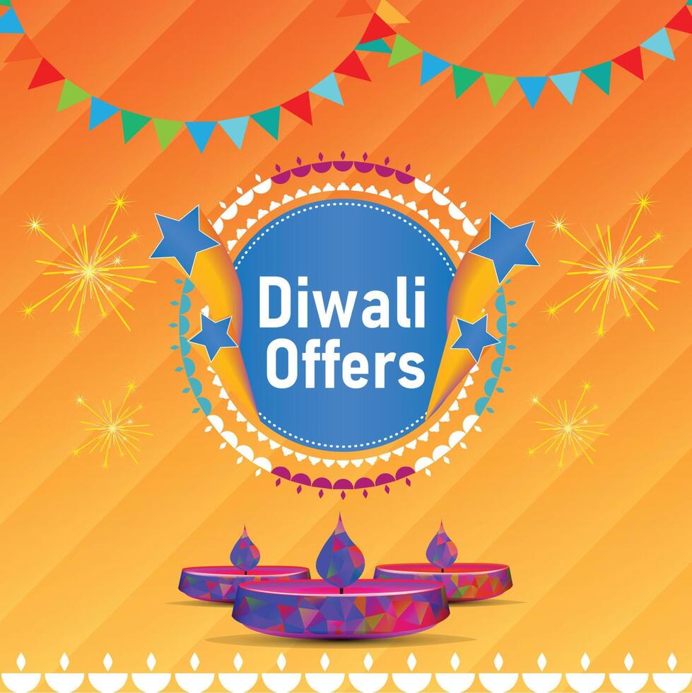 Indian religious festival Diwali banner design vector