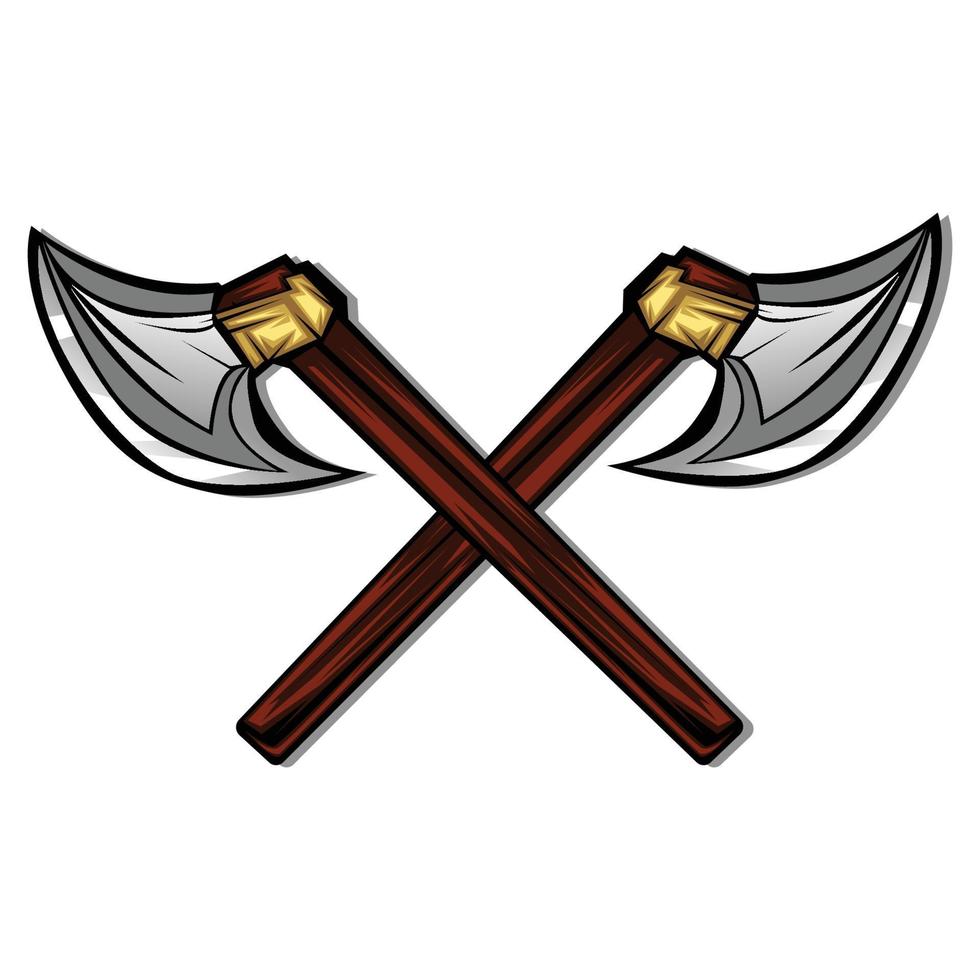Medieval axe weapons vector illustration