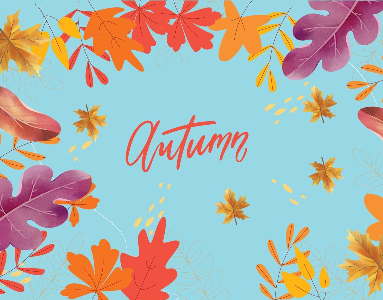 fondo de otoño con hojas planas vector