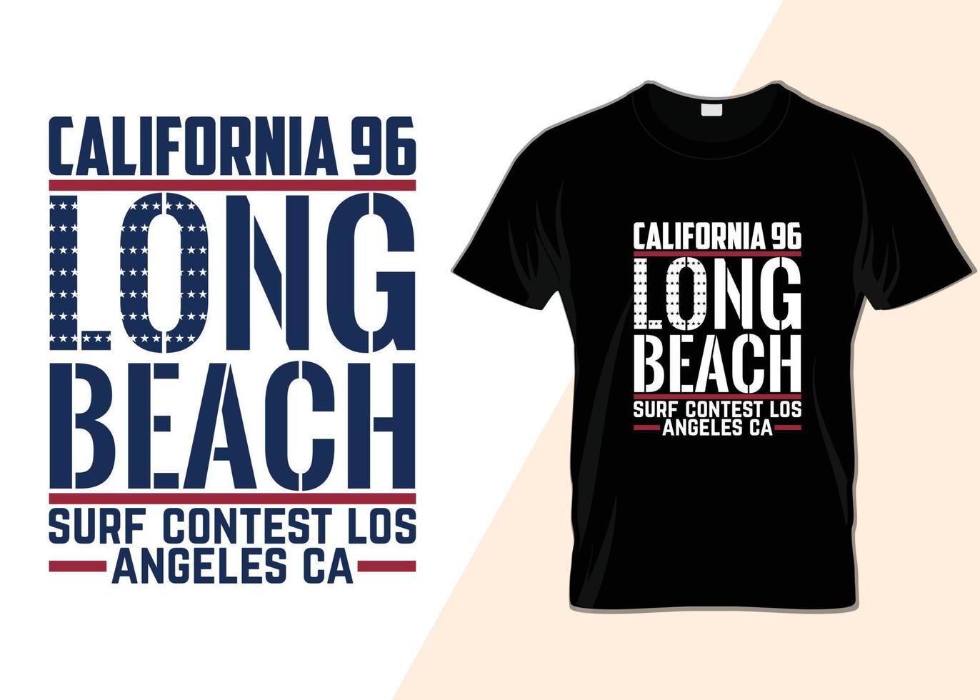diseño de camiseta de playa larga de california vector