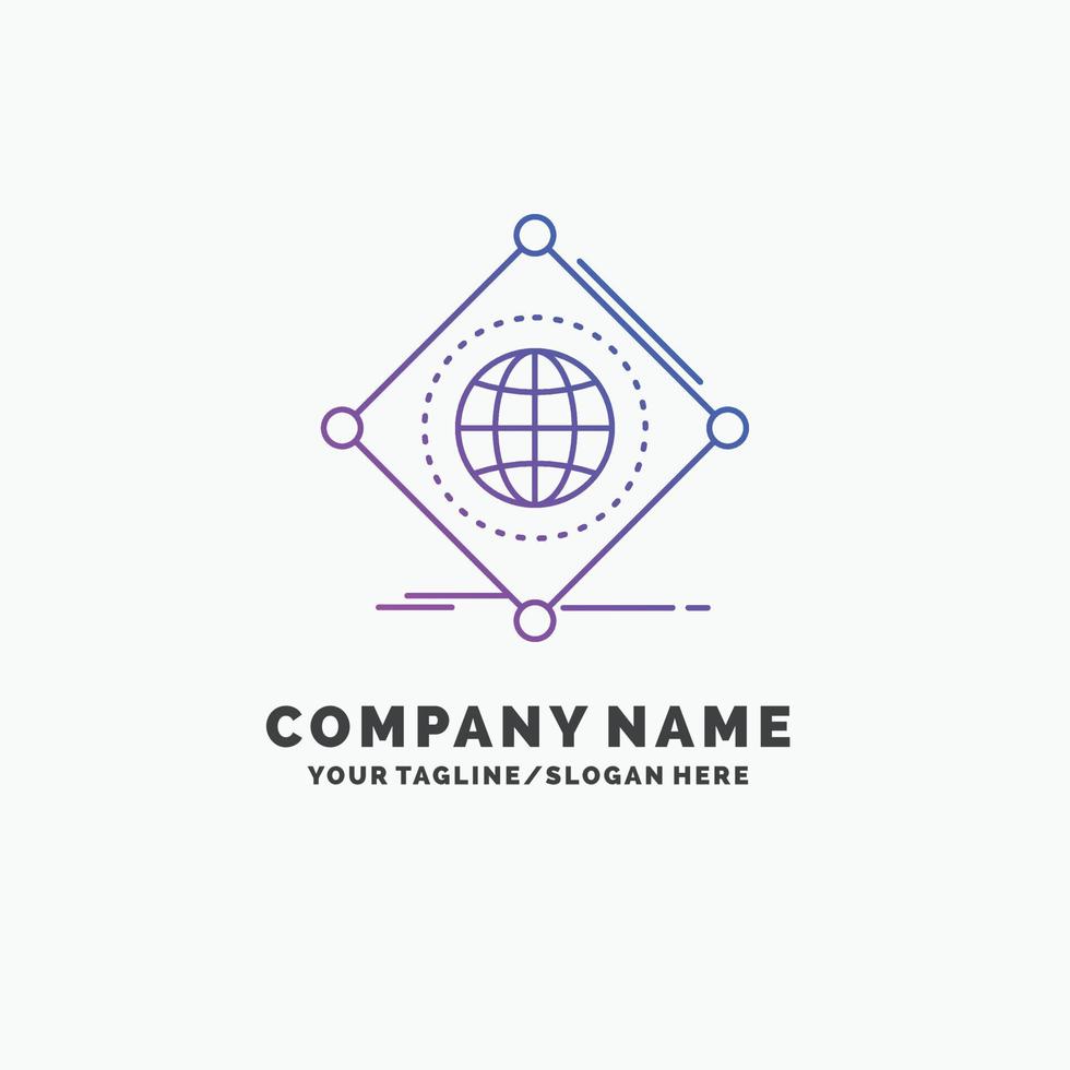 IOT. internet. things. of. global Purple Business Logo Template. Place for Tagline vector