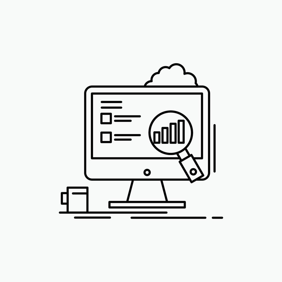 analytics. board. presentation. laptop. statistics Line Icon. Vector isolated illustration