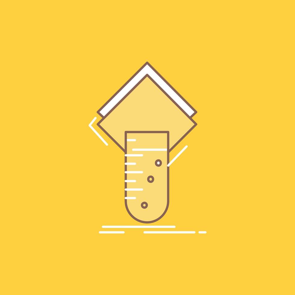 Chemistry. lab. study. test. testing Flat Line Filled Icon. Beautiful Logo button over yellow background for UI and UX. website or mobile application vector