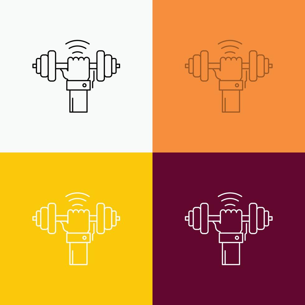 Dumbbell. gain. lifting. power. sport Icon Over Various Background. Line style design. designed for web and app. Eps 10 vector illustration