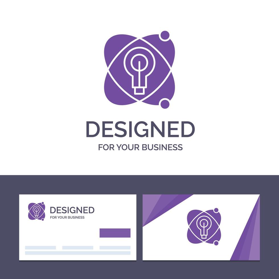 Creative Business Card and Logo template Atom Education Nuclear Bulb Vector Illustration