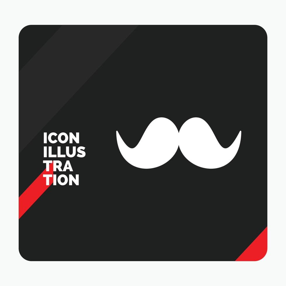 Red and Black Creative presentation Background for moustache. Hipster. movember. male. men Glyph Icon vector