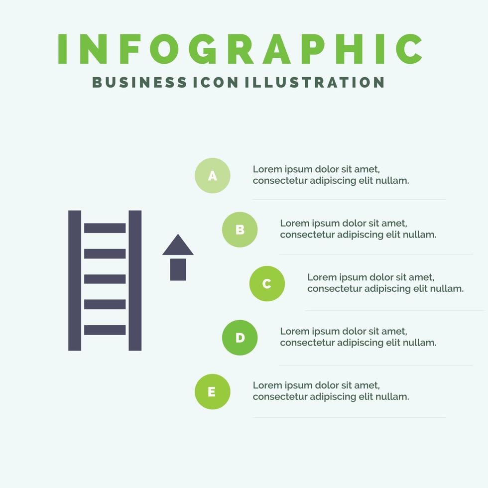 Ladder Stair Staircase Arrow Solid Icon Infographics 5 Steps Presentation Background vector