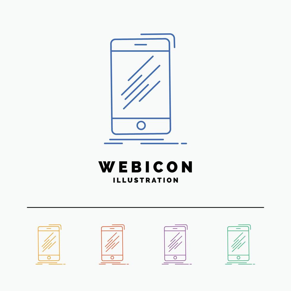 Device. mobile. phone. smartphone. telephone 5 Color Line Web Icon Template isolated on white. Vector illustration
