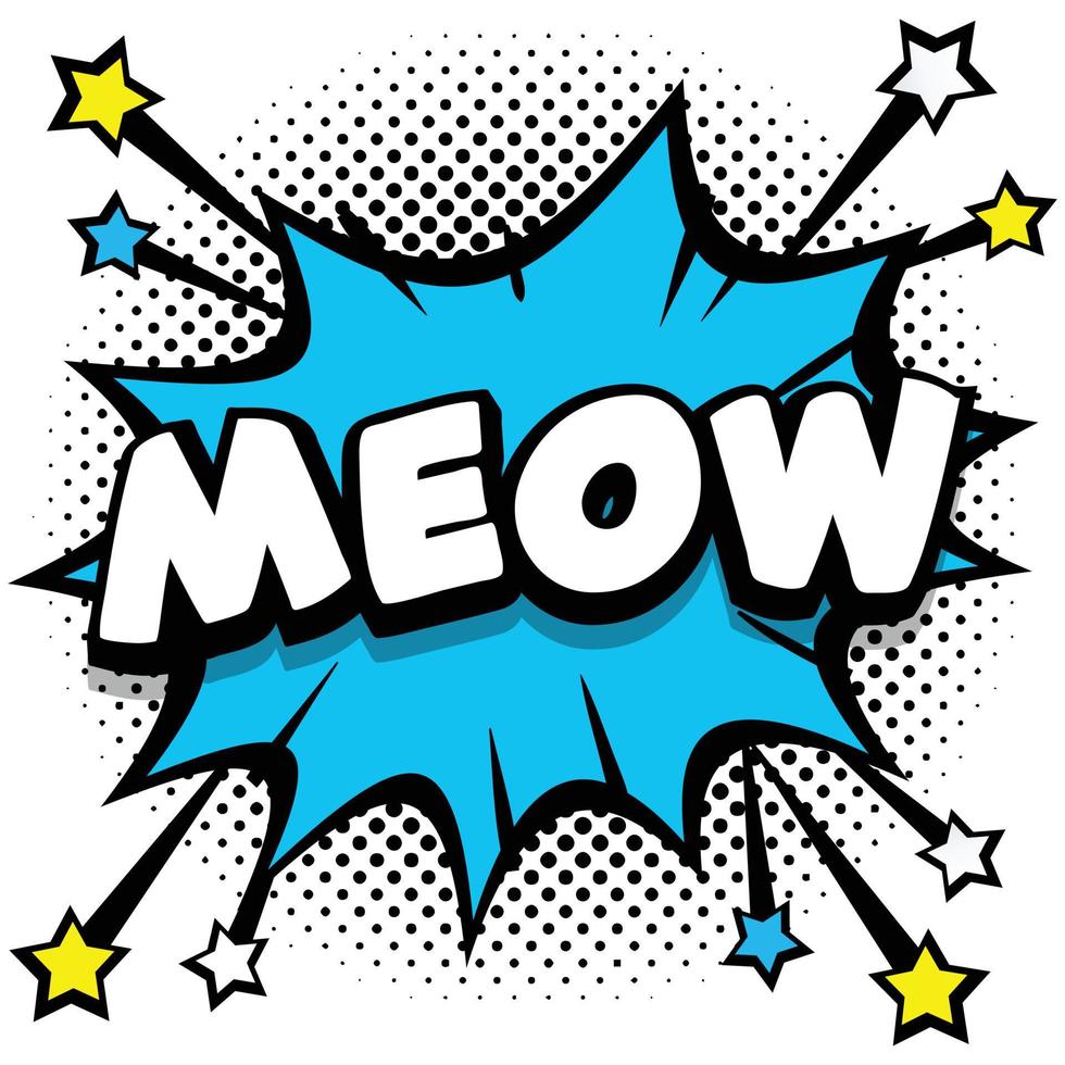 meow Pop art comic speech bubbles book sound effects vector