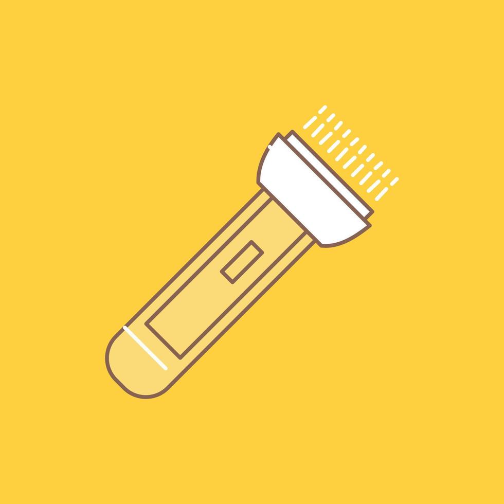 torch. light. flash. camping. hiking Flat Line Filled Icon. Beautiful Logo button over yellow background for UI and UX. website or mobile application vector