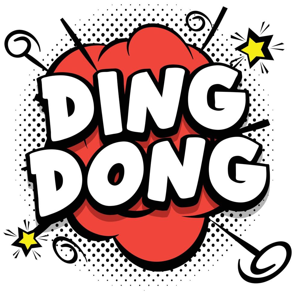 ding dong Comic bright template with speech bubbles on colorful frames vector