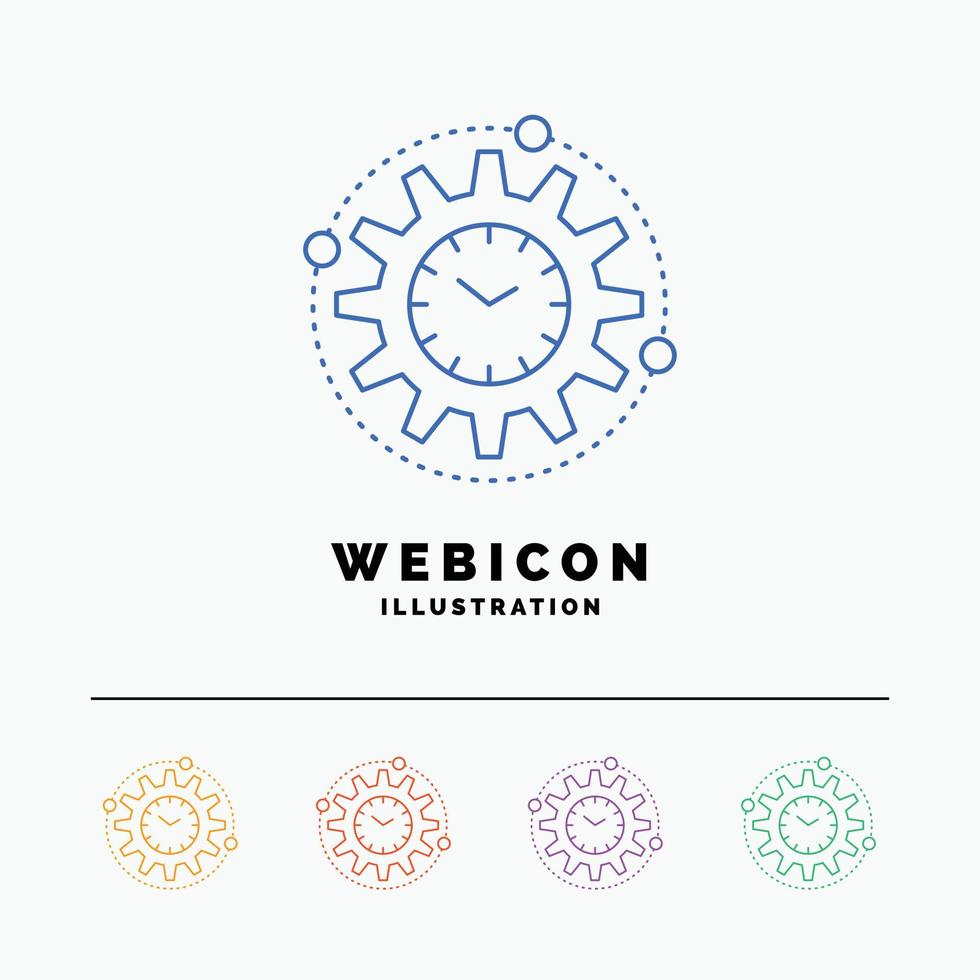 Efficiency. management. processing. productivity. project 5 Color Line Web Icon Template isolated on white. Vector illustration
