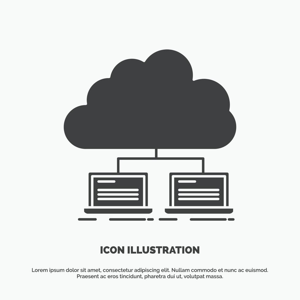cloud. network. server. internet. data Icon. glyph vector gray symbol for UI and UX. website or mobile application