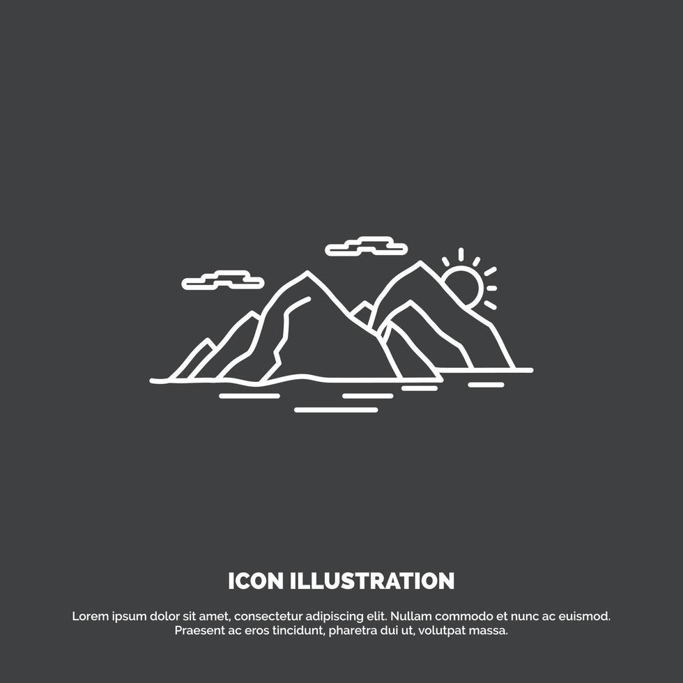 Mountain. hill. landscape. nature. evening Icon. Line vector symbol for UI and UX. website or mobile application