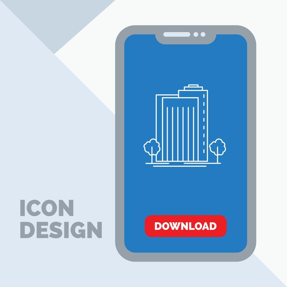 Building. Green. Plant. City. Smart Line Icon in Mobile for Download Page vector