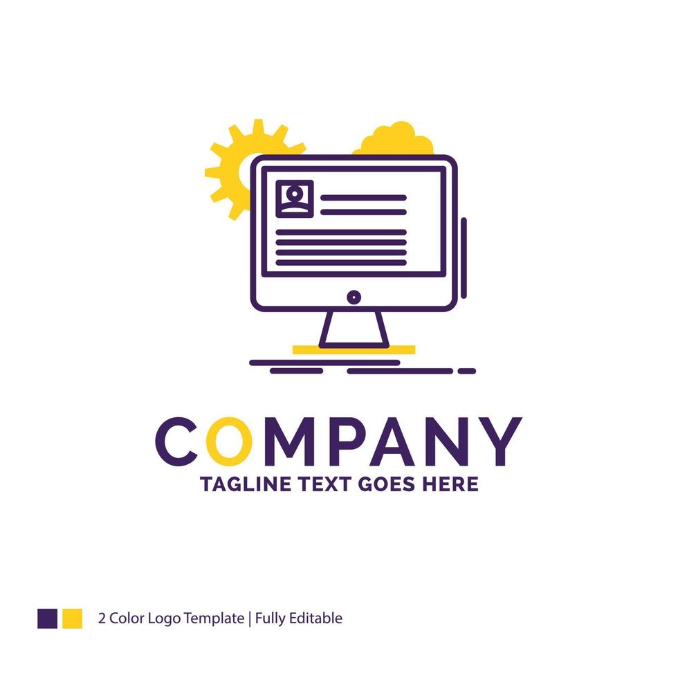Company Name Logo Design For Account. profile. report. edit. Update. Purple and yellow Brand Name Design with place for Tagline. Creative Logo template for Small and Large Business. vector
