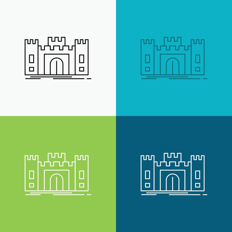 Castle. defense. fort. fortress. landmark Icon Over Various Background. Line style design. designed for web and app. Eps 10 vector illustration