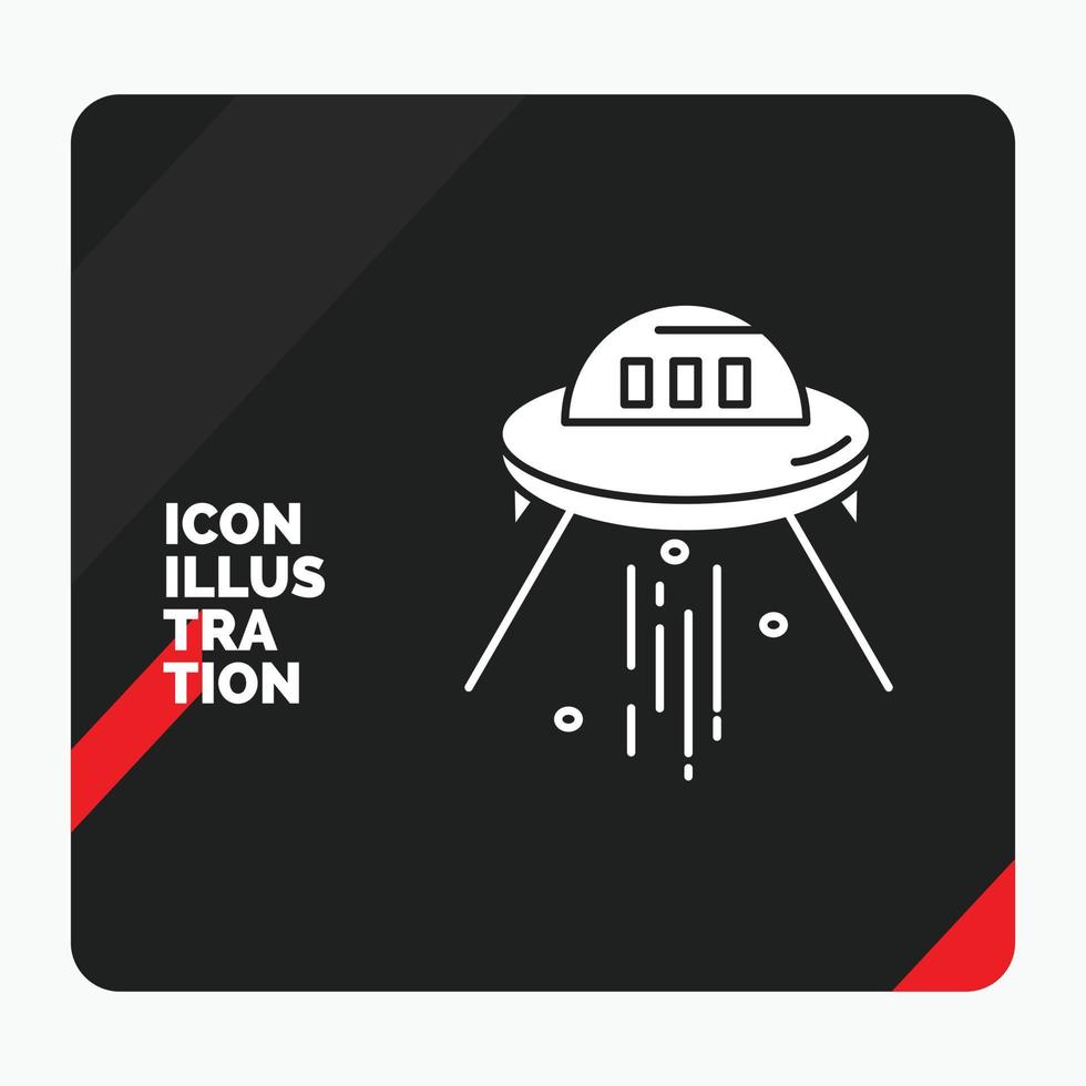 Red and Black Creative presentation Background for space ship. space. ship. rocket. alien Glyph Icon vector