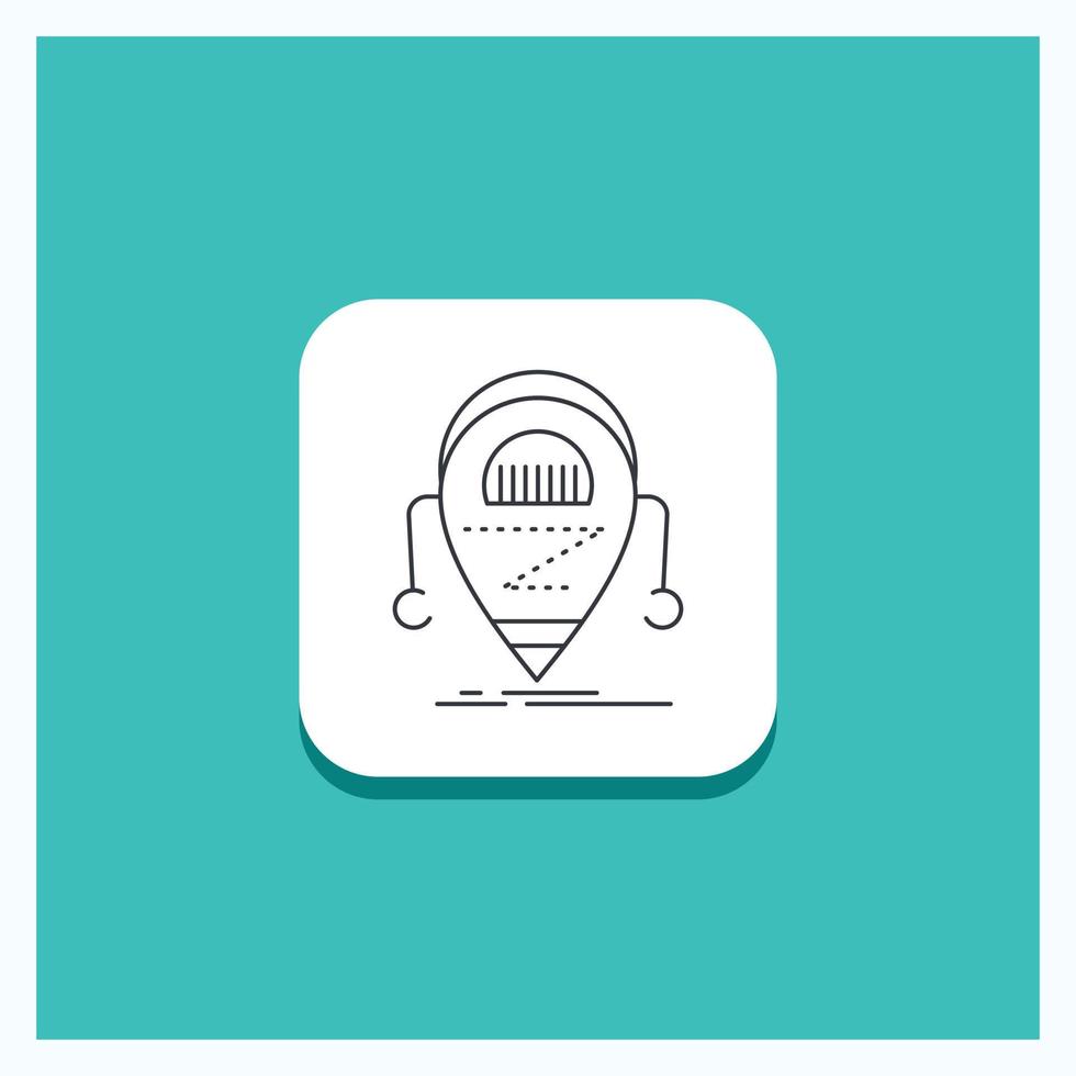 Round Button for Android. beta. droid. robot. Technology Line icon Turquoise Background vector