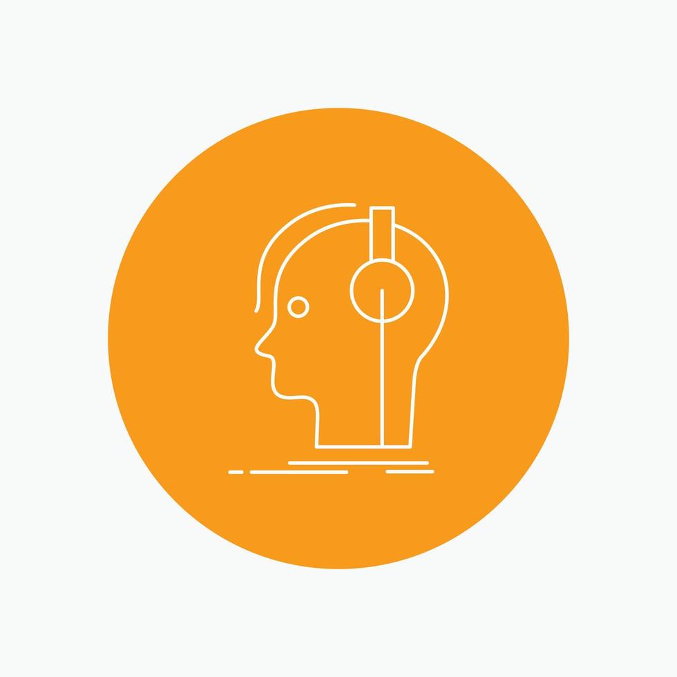 composer. headphones. musician. producer. sound White Line Icon in Circle background. vector icon illustration