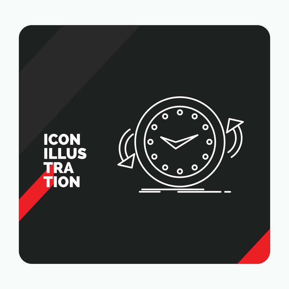 Red and Black Creative presentation Background for Backup. clock. clockwise. counter. time Line Icon vector