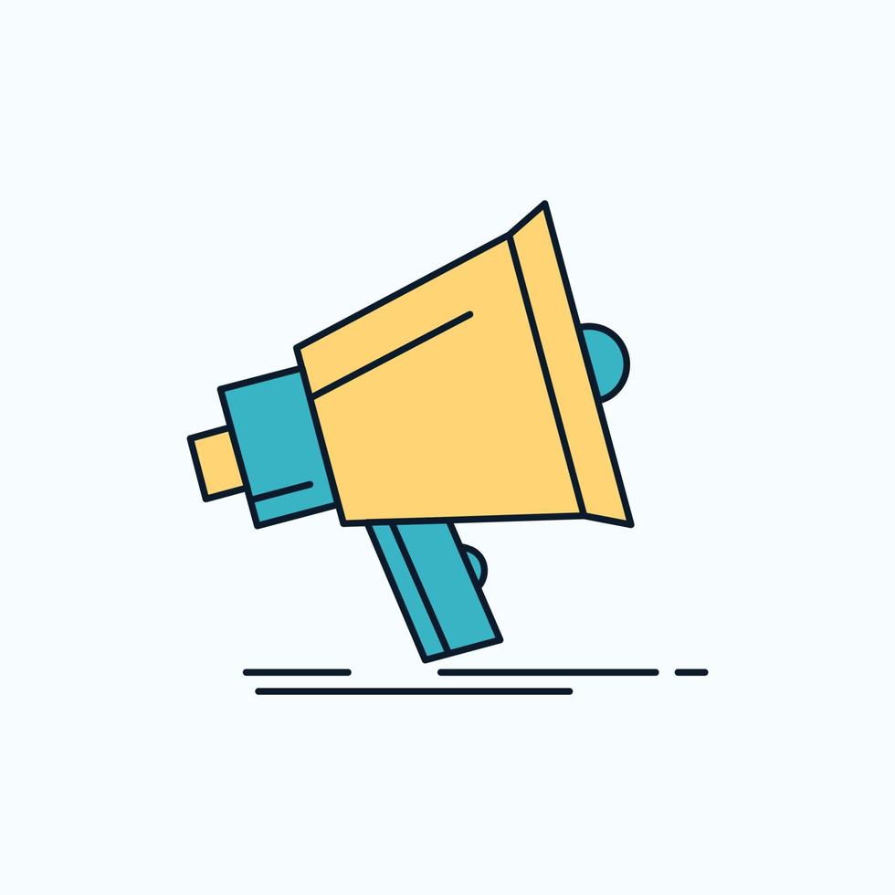 Bullhorn. digital. marketing. media. megaphone Flat Icon. green and Yellow sign and symbols for website and Mobile appliation. vector illustration