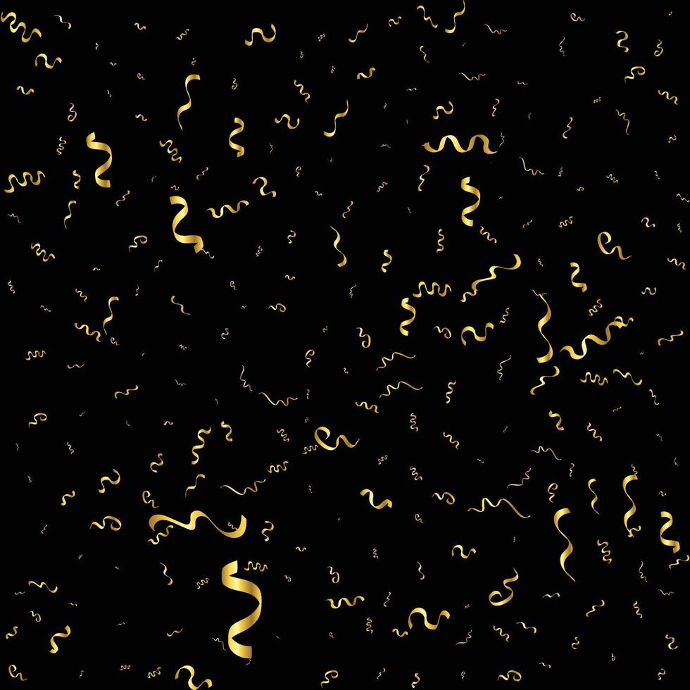 Gold Confetti Isolated On black Background. Celebrate Vector Illustration