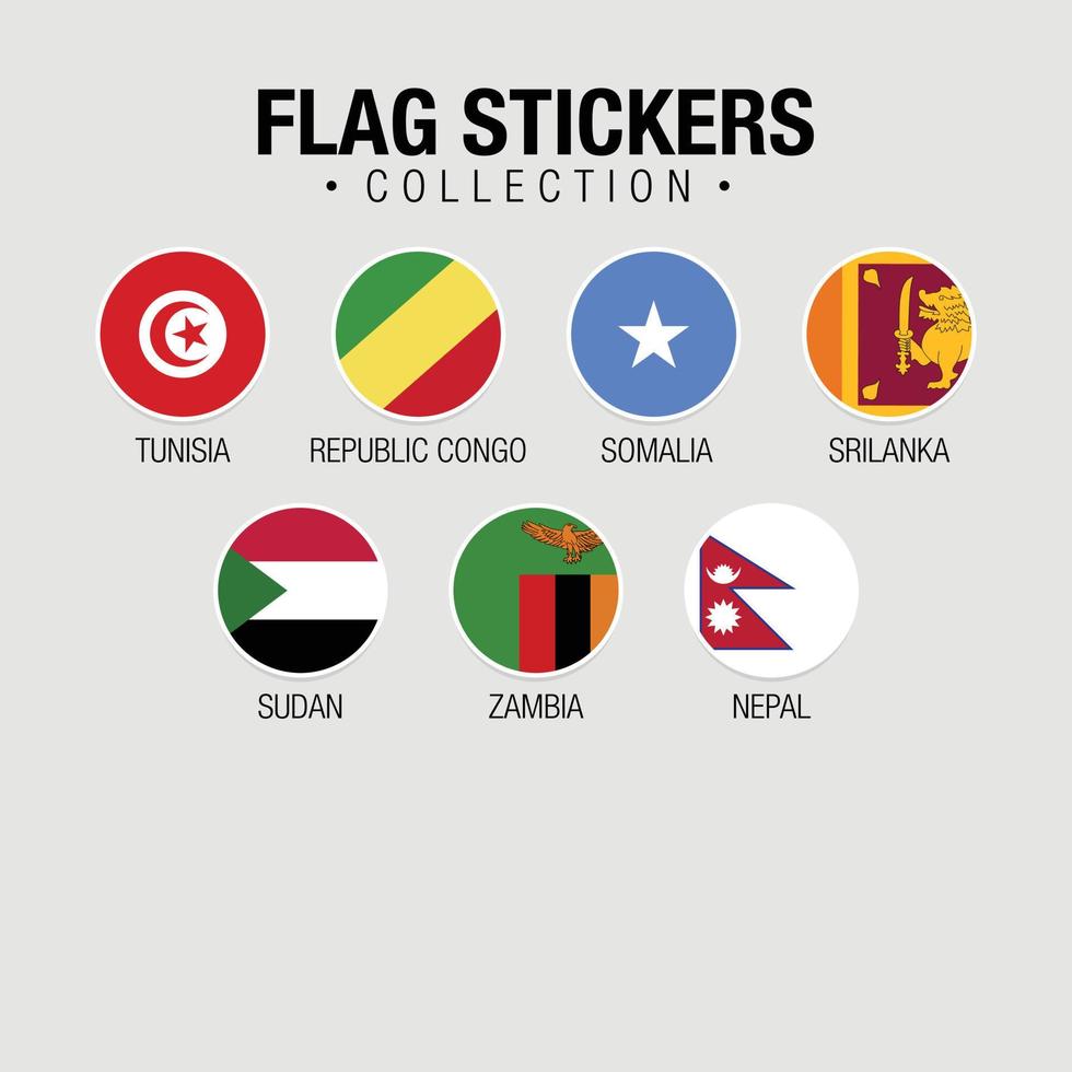 National Flags Of The World Stickers With Names vector