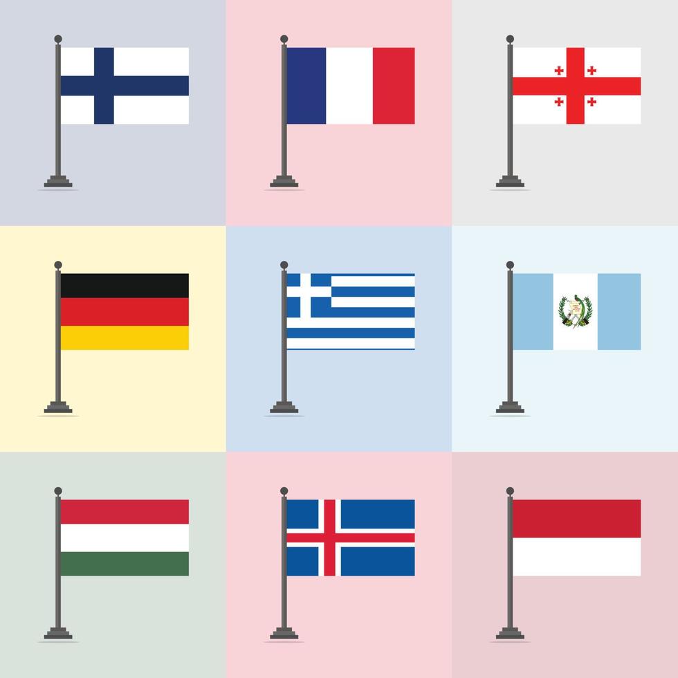 Flag Design Template Finland France Georgia Germany Greece Guatemala Hungary Iceland Indonesia vector