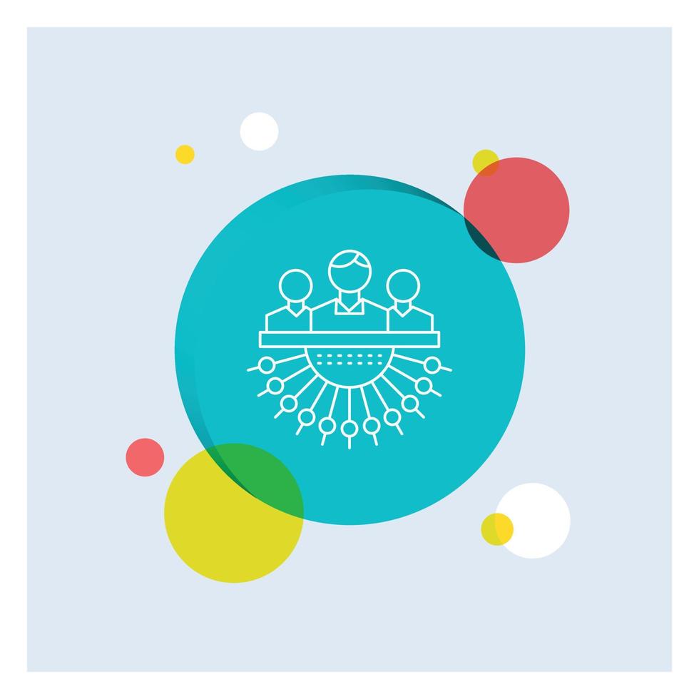 Allocation. group. human. management. outsource White Line Icon colorful Circle Background vector