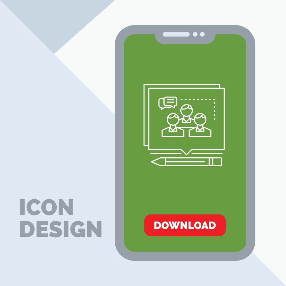 Analysis. argument. business. convince. debate Line Icon in Mobile for Download Page vector