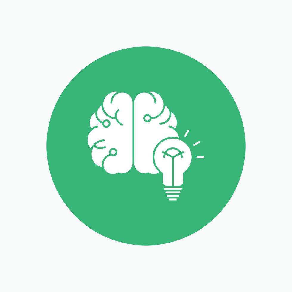 idea. business. brain. mind. bulb White Glyph Icon in Circle. Vector Button illustration