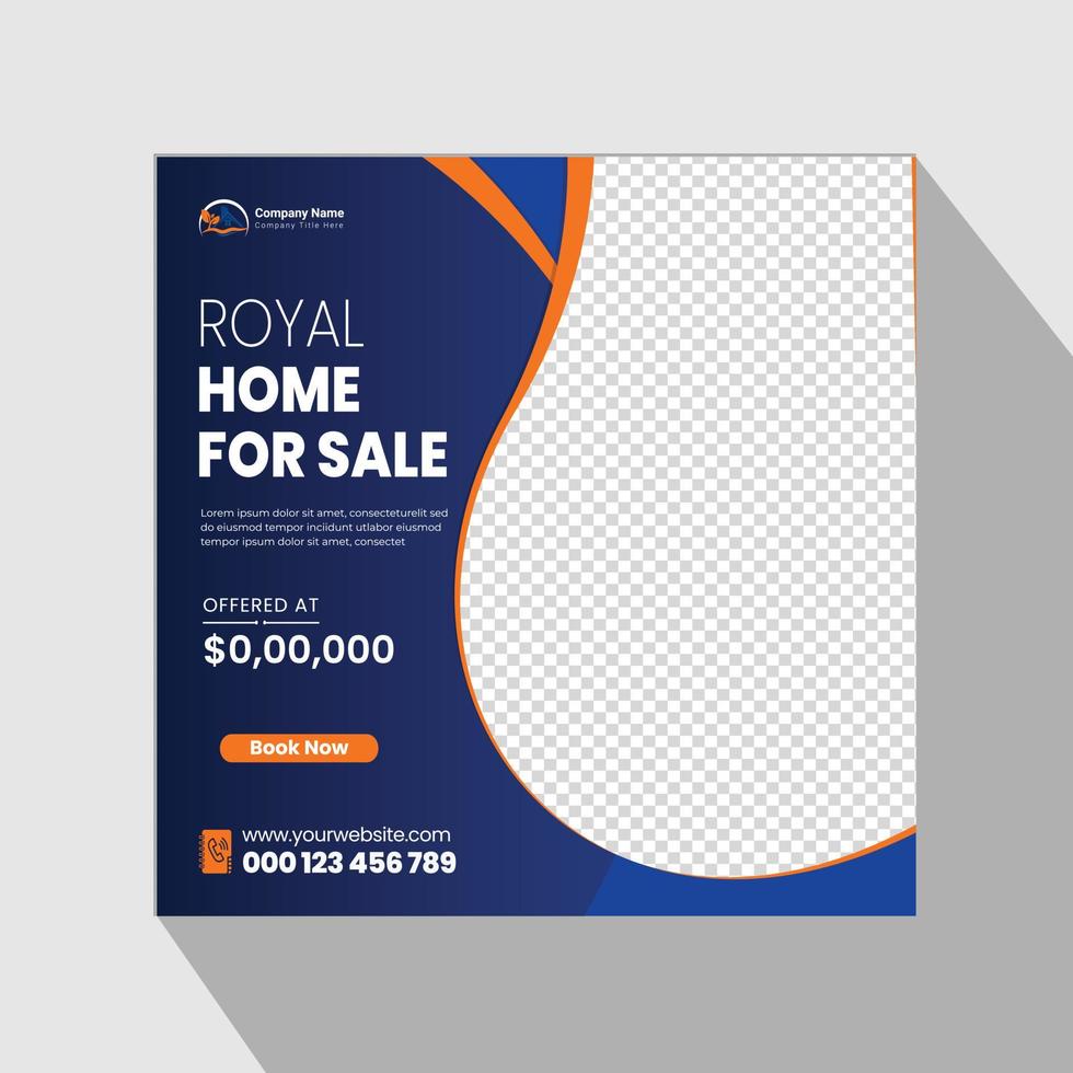 Real estate modern home sale banner or social media post design, Construction social media post banner design Template vector