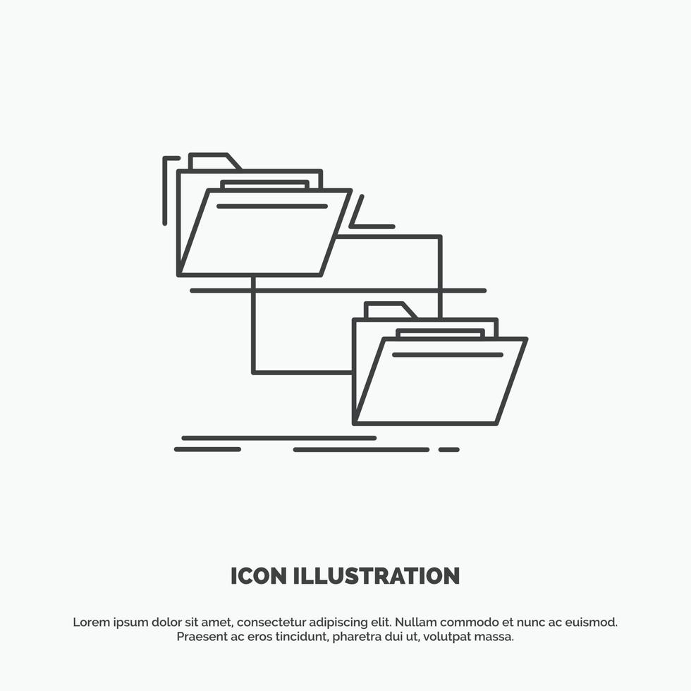 folder. file. management. move. copy Icon. Line vector gray symbol for UI and UX. website or mobile application