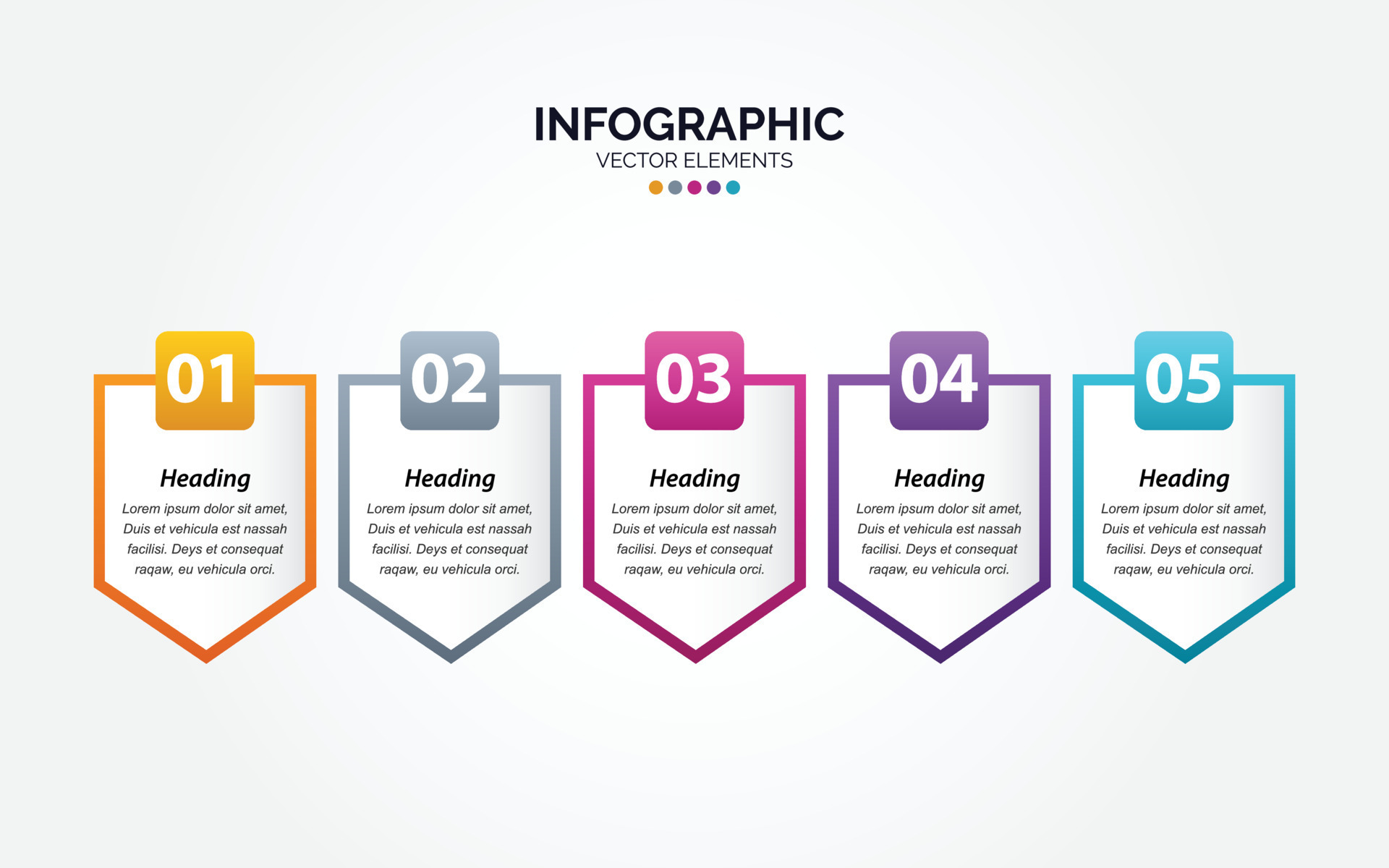 Vector Horizontal Infographic design with icons. 5 options or 5 steps ...
