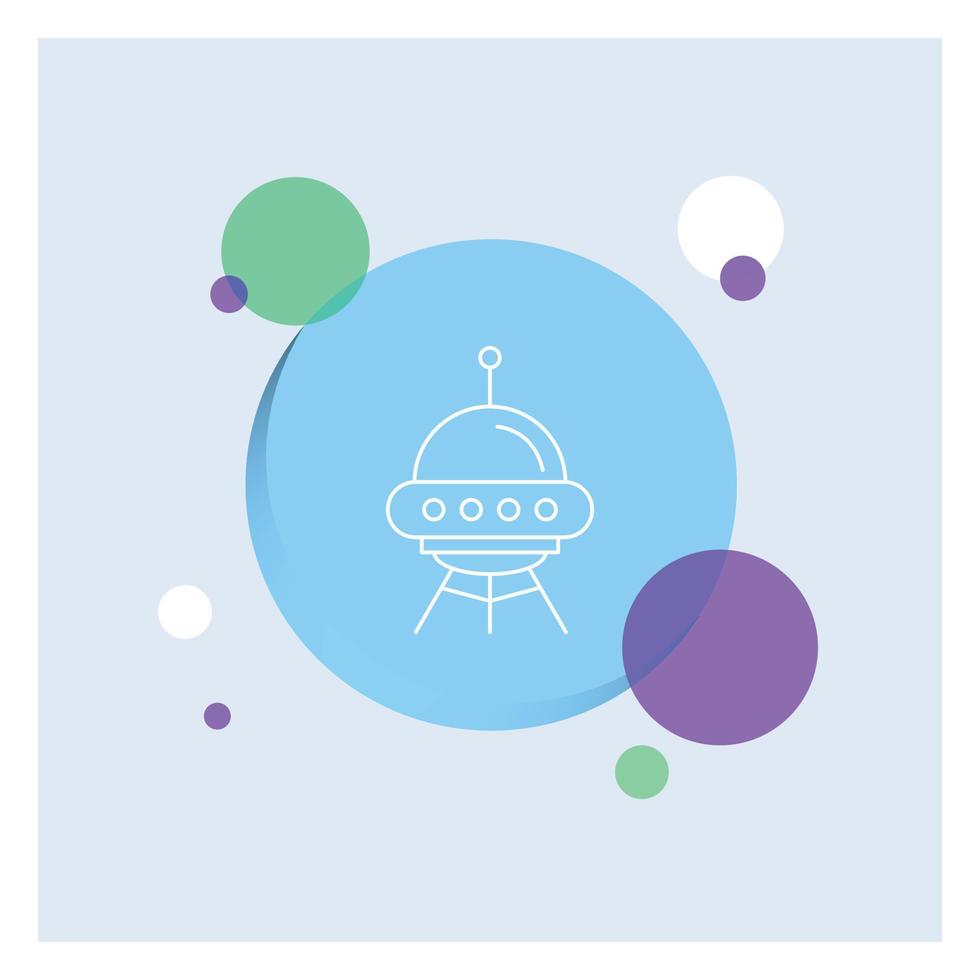 space ship. space. ship. rocket. alien White Line Icon colorful Circle Background vector