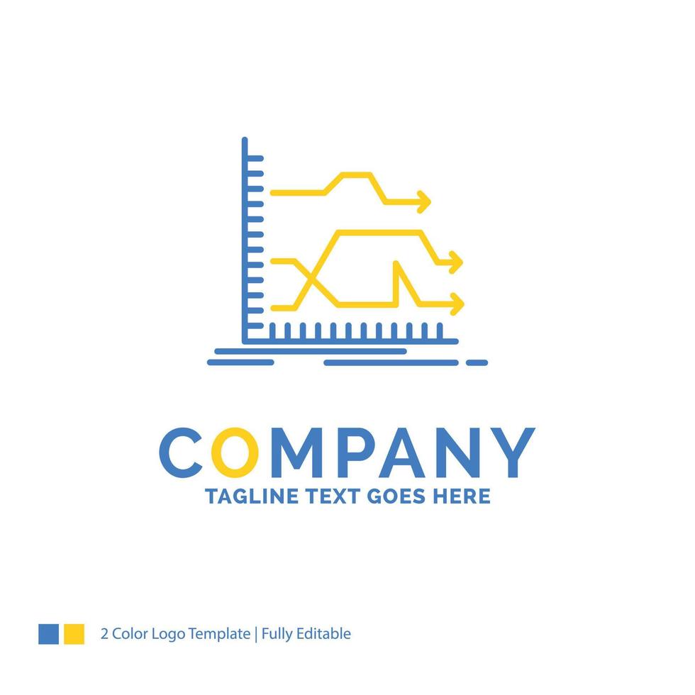 Arrows. forward. graph. market. prediction Blue Yellow Business Logo template. Creative Design Template Place for Tagline. vector