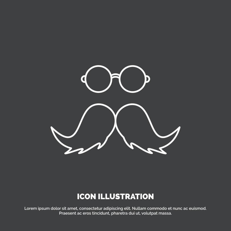 moustache. Hipster. movember. male. men Icon. Line vector symbol for UI and UX. website or mobile application