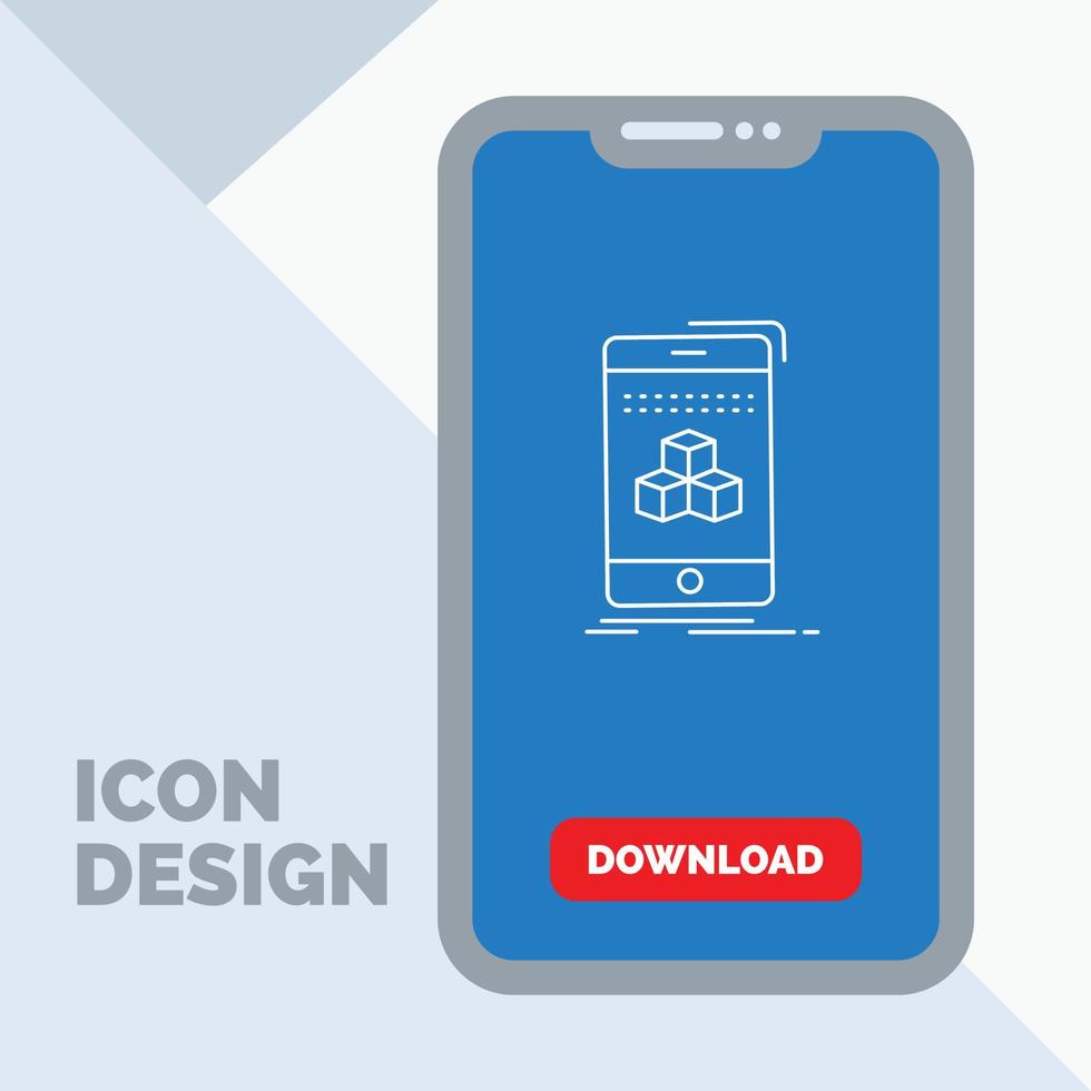 caja. 3d. cubo. teléfono inteligente icono de la línea de productos en el móvil para la página de descarga vector