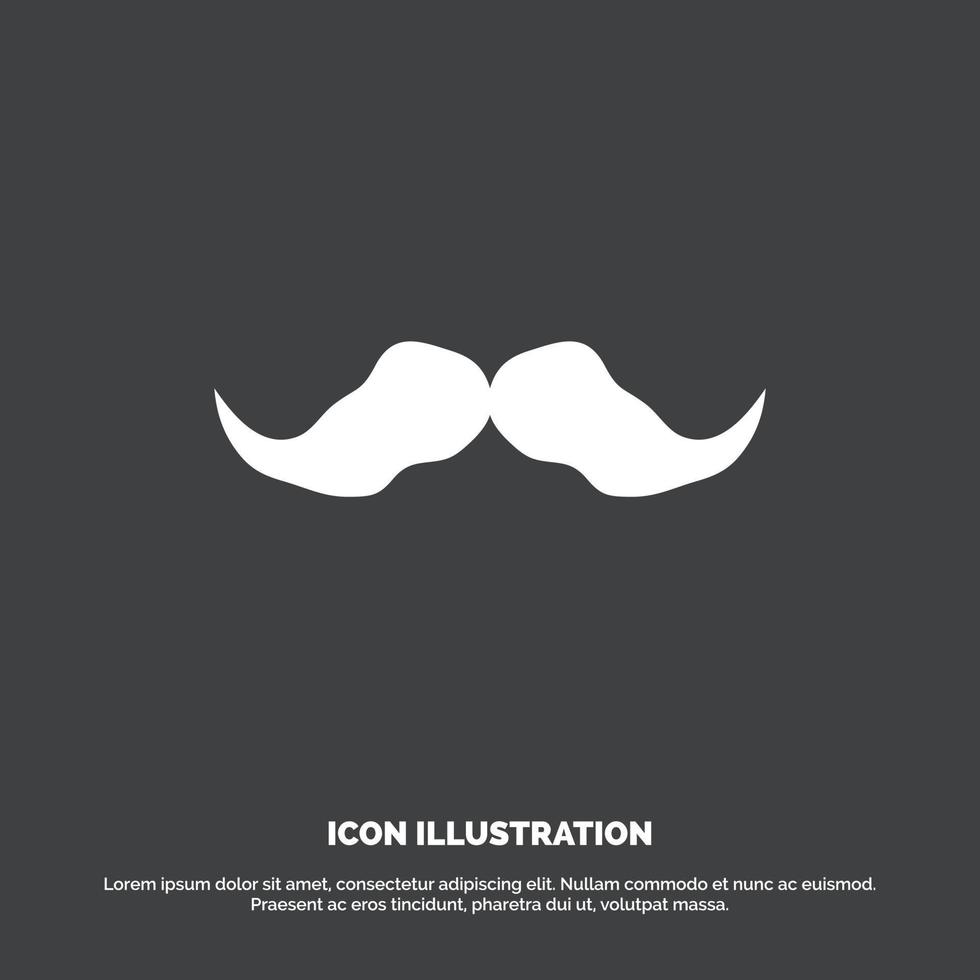 moustache. Hipster. movember. male. men Icon. glyph vector symbol for UI and UX. website or mobile application