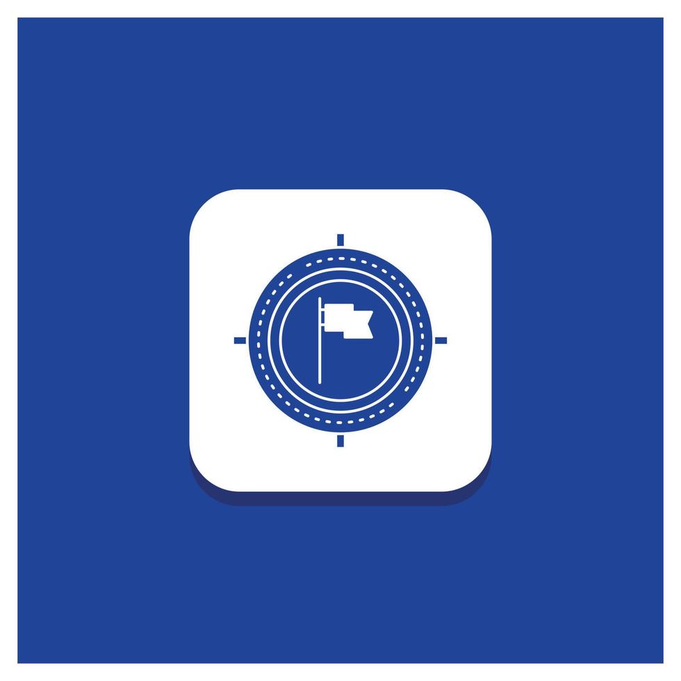 Blue Round Button for Aim. business. deadline. flag. focus Glyph icon vector