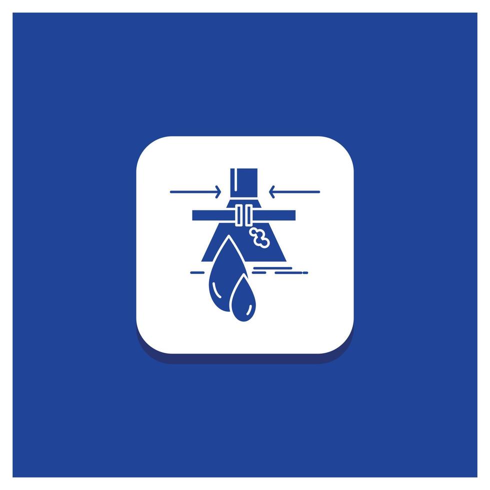 Blue Round Button for Chemical. Leak. Detection. Factory. pollution Glyph icon vector