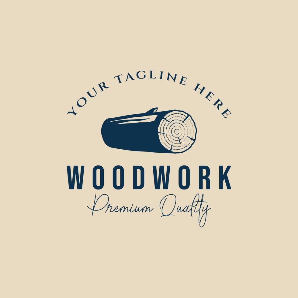 diseño de ilustración de vector de logotipo vintage de trabajo de madera