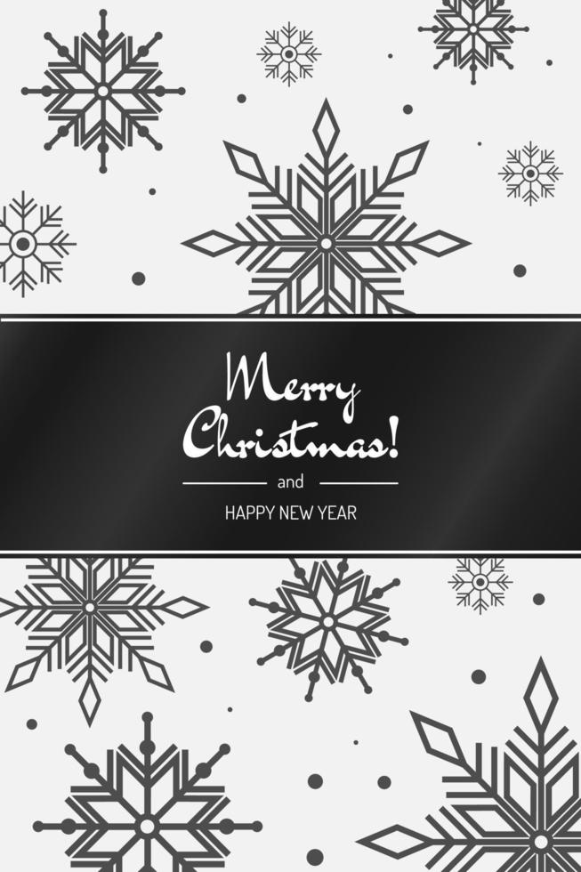 tarjeta de feliz navidad en blanco y negro vector