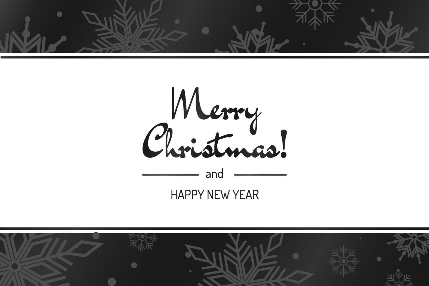 feliz navidad tarjeta horizontal en blanco y negro vector