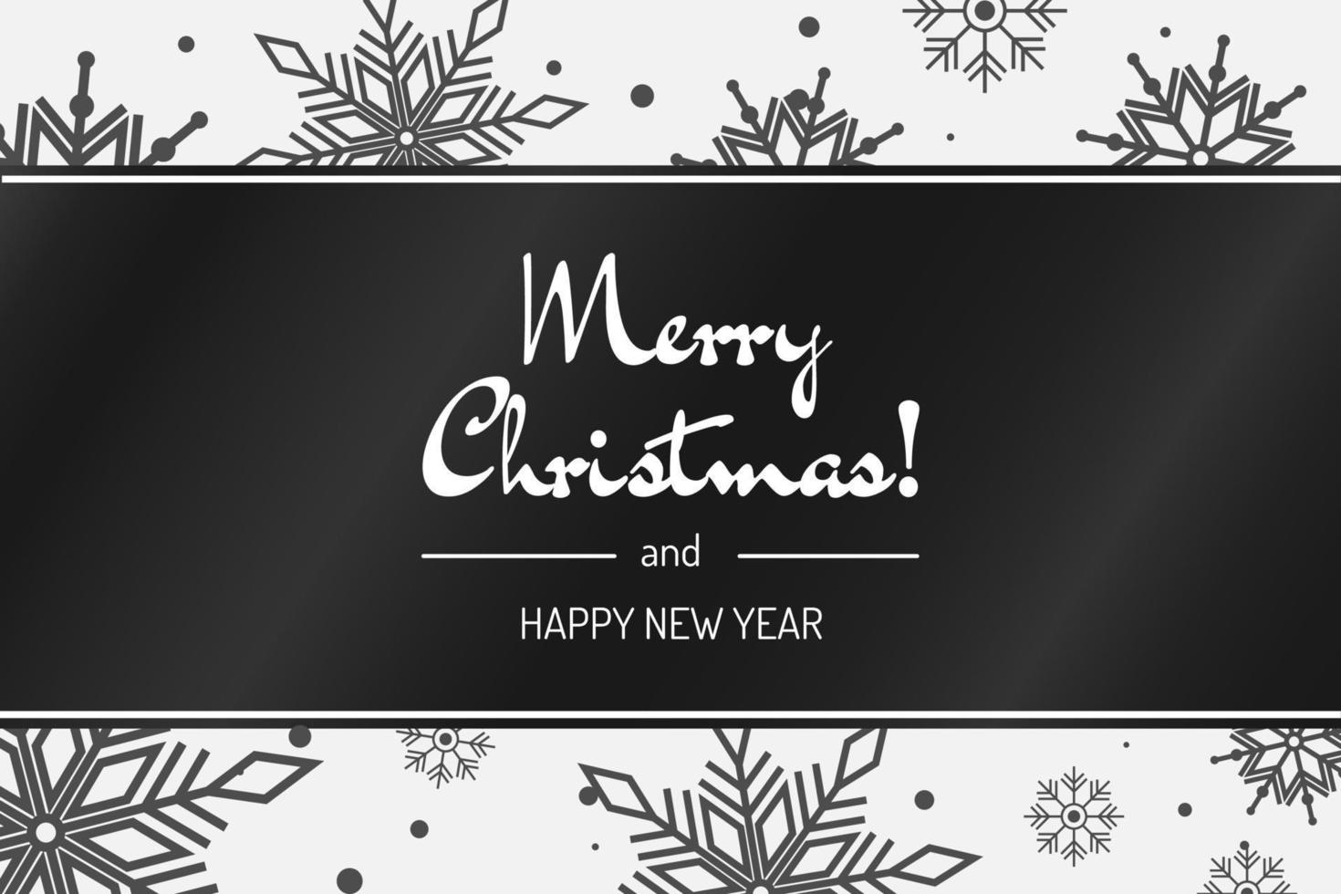 feliz navidad tarjeta horizontal en blanco y negro vector