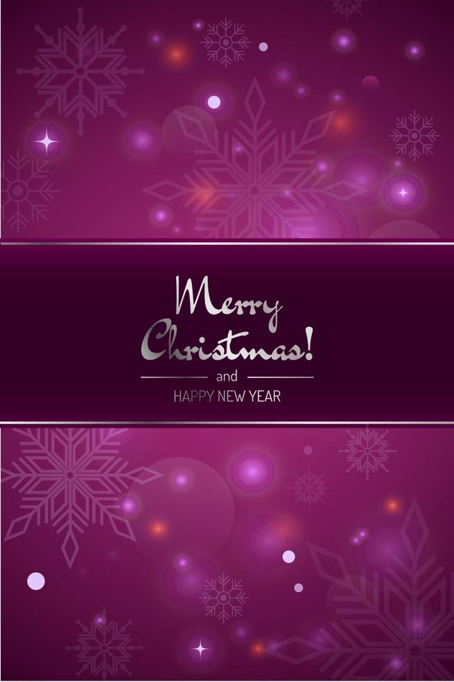 Vertical purple merry christmas card vector