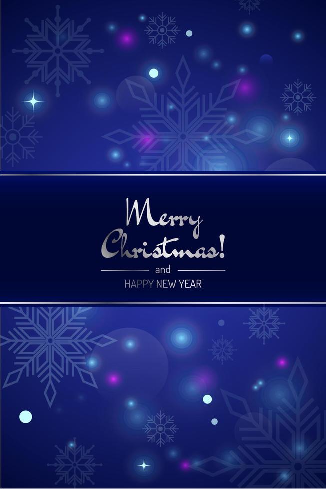 Vertical blue merry christmas card vector